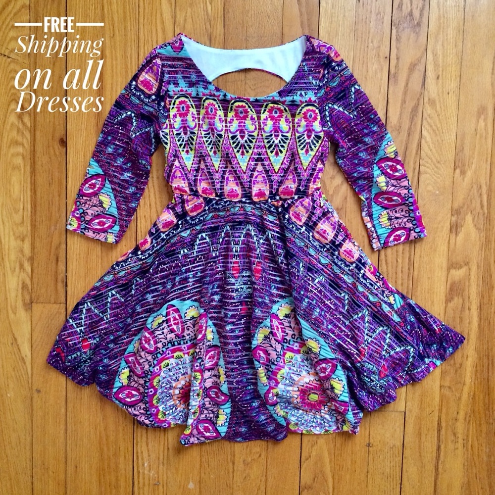 Girls colorful boho Dress Sz 7